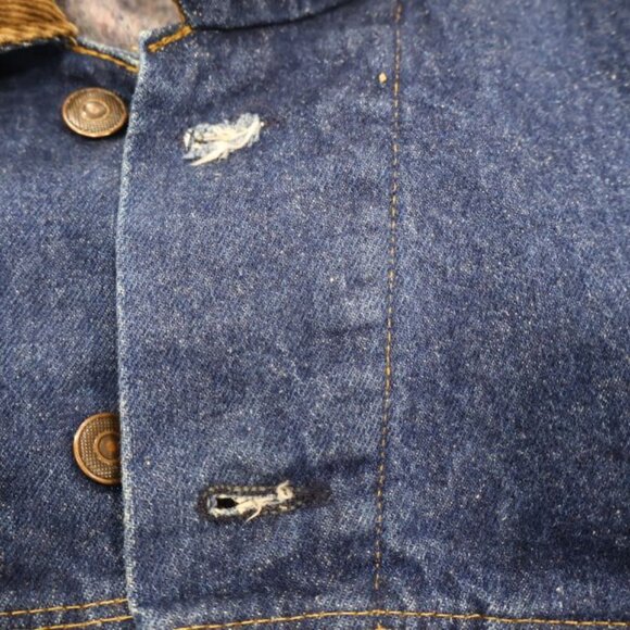Vintage Denim Jacket Mens XL Blue Chore Barn Blanket Lined Workwear BP Feed - Picture 10 of 13